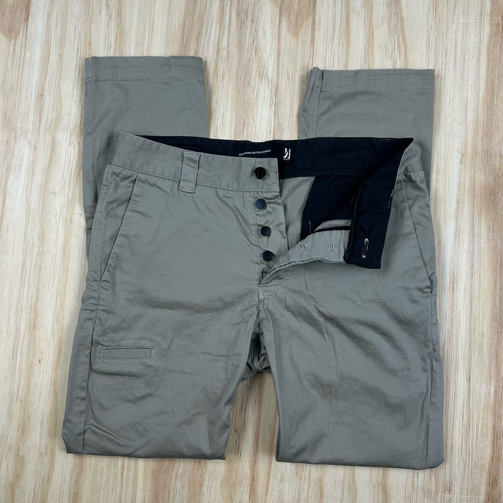 Comune Khaki Pants FITS 32x28 Slim Straight Cotton Blend Mens Button Fly